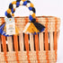 Handwoven Moroccan Reed Basket with Orange Stripe